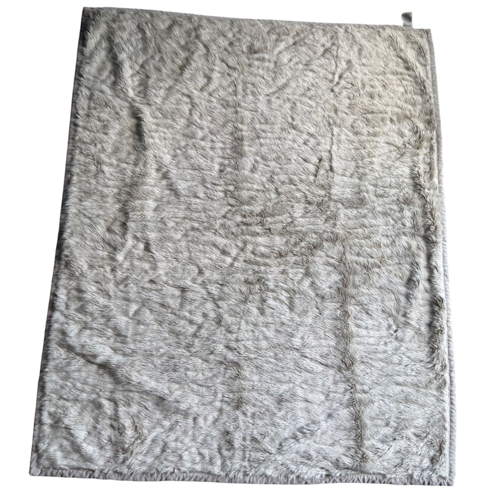 Pottery Barn Faux Fur Throw Blanket Neutral Luxe Soft Cozy‎ Home Decor 50x60